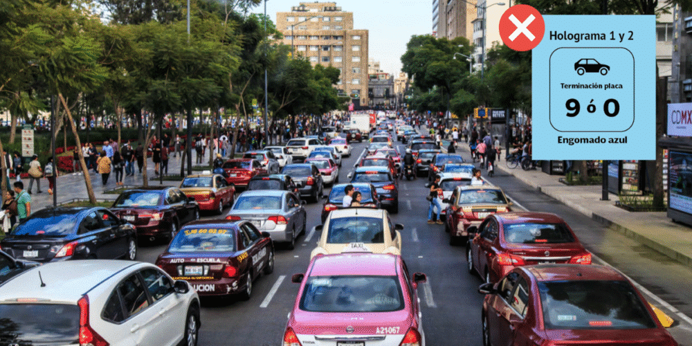 Autos con engomado azul y placas 9 y 0 no circulan este viernes en el Valle de México