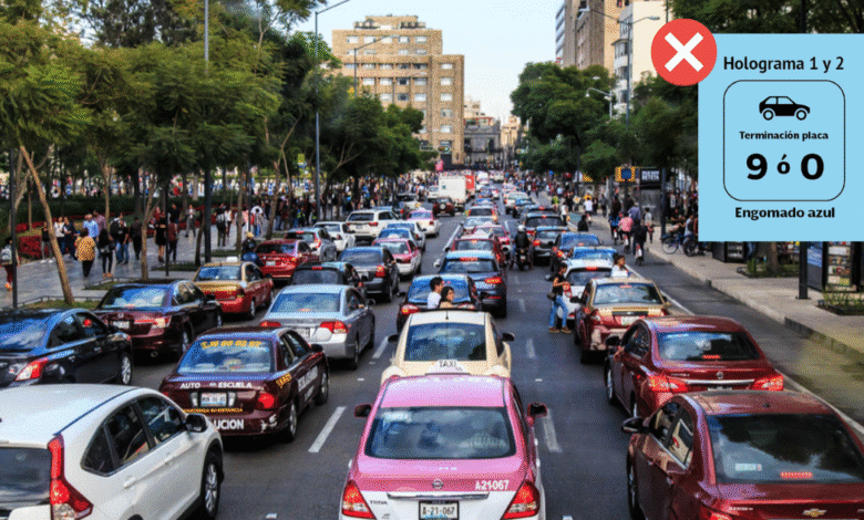 Autos con engomado azul y placas 9 y 0 no circulan este viernes en el Valle de México
