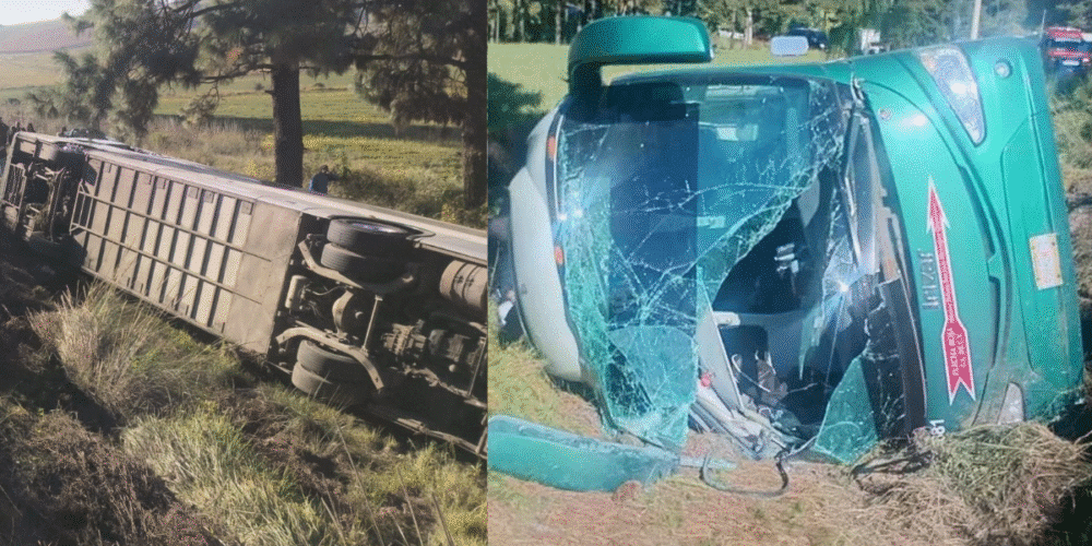 Volcadura de autobús en la Tianguistenco-Chalma deja 12 lesionados el chofer se dio a la fuga (Foto de Redes Sociales)